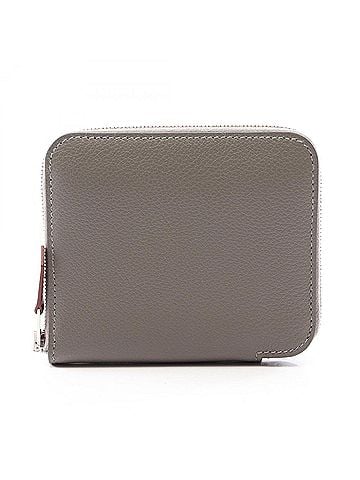 Hermès Hermes Azap Compact Silk In Round Wallet, Leather, Evercolor, Women's, Gray (view 1)