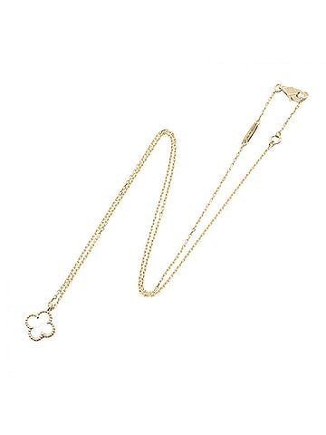 Van Cleef & Arpels Van Cleef & Arpels Sweet Alhambra Mother of Pearl Necklace, 18K Yellow Gold, Pearl, Women's, Gold/White Tones, VCARF69100 (view 2)