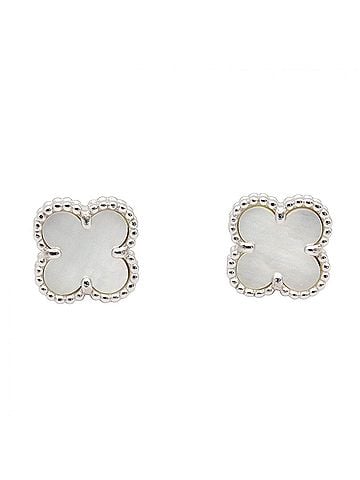 Van Cleef & Arpels Van Cleef & Arpels Sweet Alhambra Mother-of-Pearl Earrings, 18K White Gold (18KWG), Mother-of-Pearl, Women's, White/Silver Tone, VCARA44800 (view 1)
