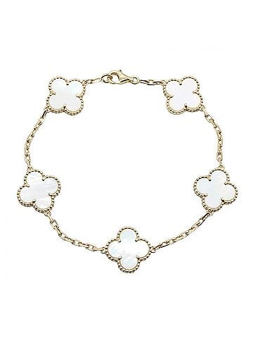Van Cleef & Arpels Van Cleef & Arpels Vintage Alhambra 5P Mother-of-Pearl Bracelet, 18K (Yellow Gold), Mother-of-Pearl, Women's, Gold/White Tones (view 1)