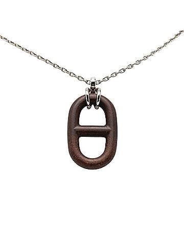 Hermès Hermes Chaine d'Ancre Necklace, Silver and Brown Metal, Vulcanium, Women's (view 1)