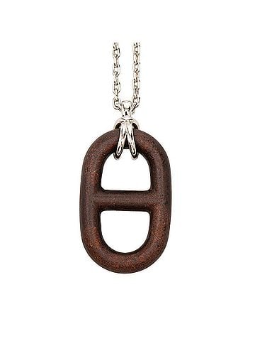 Hermès Hermes Chaine d'Ancre Necklace, Silver and Brown Metal, Vulcanium, Women's (view 2)