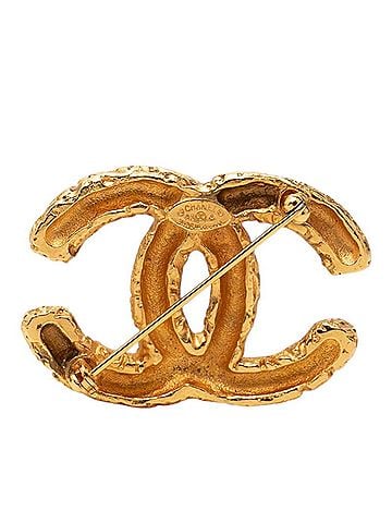 Chanel Chanel Coco Mark Lava Motif Brooch, Gold Plated, Women's CHANEL (view 2)