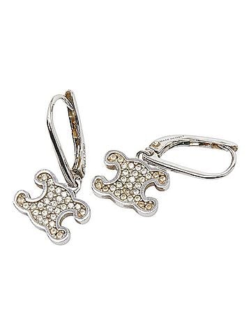 Céline Celine Triomphe Earrings, Silver Metal Rhinestone, Women's CELINE (view 1)