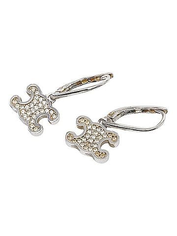 Céline Celine Triomphe Earrings, Silver Metal Rhinestone, Women's CELINE (view 2)