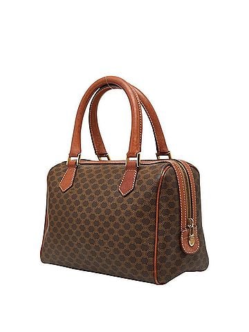 Céline Celine Macadam Mini Boston Bag Handbag Brown Leather Women's CELINE (view 2)