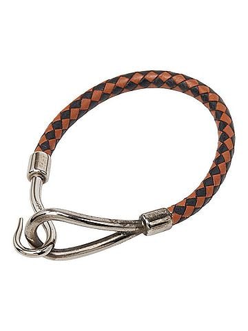 Hermès Hermes Jumbo Bracelet, Silver-Brown Metal Leather, Women's. (view 1)