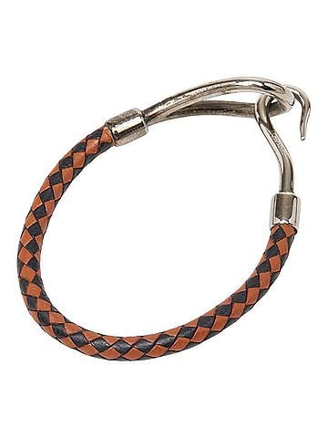 Hermès Hermes Jumbo Bracelet, Silver-Brown Metal Leather, Women's. (view 2)