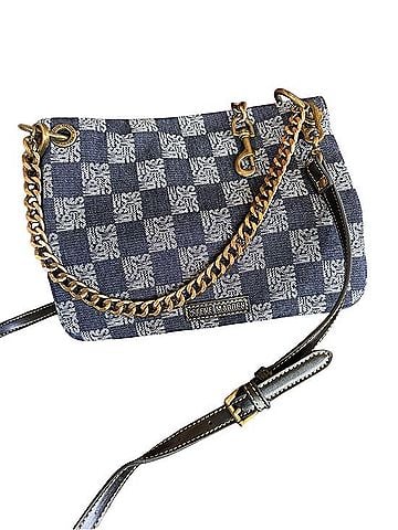 Steve Madden Navy Checker Jacquard Chain Shoulder Bag Crossbody Bag (view 2)