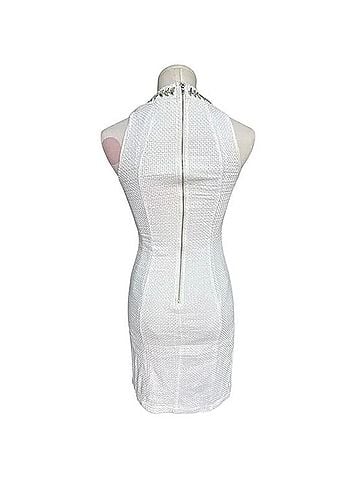 Esley Textured Cotton Mini Dress with Jewel Collar Cocktail Dress (view 2)