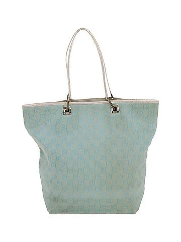 Gucci GUCCI GG Canvas Tote Bag Light Blue White Auth 50181 (view 2)