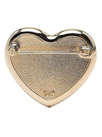 Chanel Chanel Coco Mark Heart Motif Brooch, A21B Engraving, AB7006, Gold and White Plated Rhinestones, Faux Pearl, Women's, CHANEL (view 2)