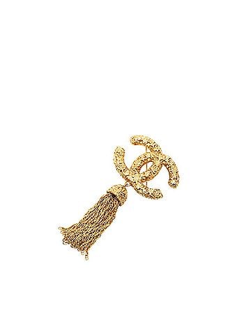Chanel Chanel Coco Mark Tassel Vintage Brooch, 93A Stamp, Gold Plated, Women's CHANEL (view 1)
