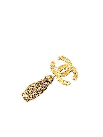 Chanel Chanel Coco Mark Tassel Vintage Brooch, 93A Stamp, Gold Plated, Women's CHANEL (view 2)