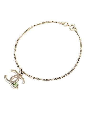 Chanel Chanel Coco Mark Bracelet 05P Gold Green Plated Stone Women's CHANEL (view 1)