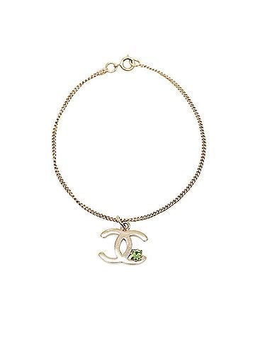 Chanel Chanel Coco Mark Bracelet 05P Gold Green Plated Stone Women's CHANEL (view 2)