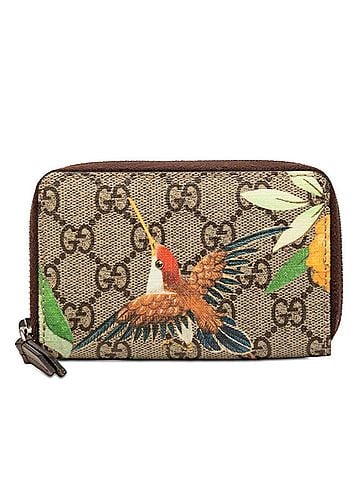 Gucci Gucci GG Supreme Tian Round Zip Wallet/Coin Purse 427013 Beige Brown Leather Women's GUCCI (view 1)