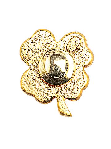 Chanel Gold Plated Resin Four Leaf Clover Brooch (view 2)