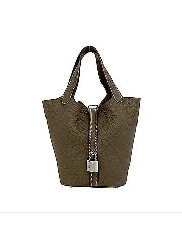Hermès HERMES Picotin Lock Taurillon Clemence Leather Mini Handbag, Etoupe, 09019 (view 1)