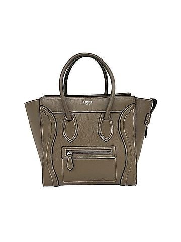 Céline CELINE Luggage Micro Shopper Leather Handbag Mini Tote Bag Boston Greige 60367 (view 1)