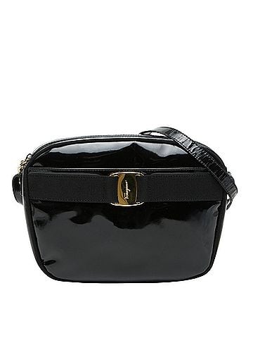 Salvatore Ferragamo Salvatore Ferragamo Vara Crossbody Shoulder Bag, Black Enamel, Women's (view 1)
