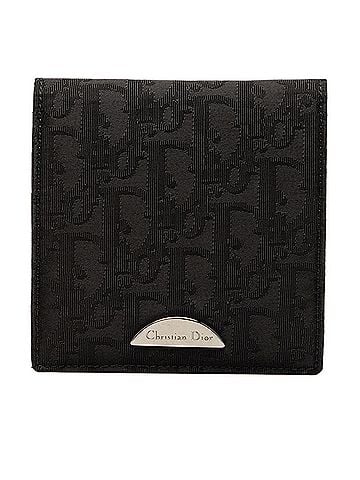 Christian Dior Christian Dior Dior Oblique Jacquard Bi-fold Wallet, Black Nylon Leather, Women's (view 1)