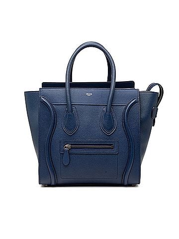 Céline Celine Luggage Micro Shopper Handbag Tote Bag Navy Leather Women's CELINE (view 1)