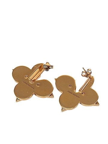 Louis Vuitton Louis Vuitton Monogram Flower LV Medallion Earrings M01995 Gold Plated Rhinestone Women's LOUIS VUITTON (view 2)