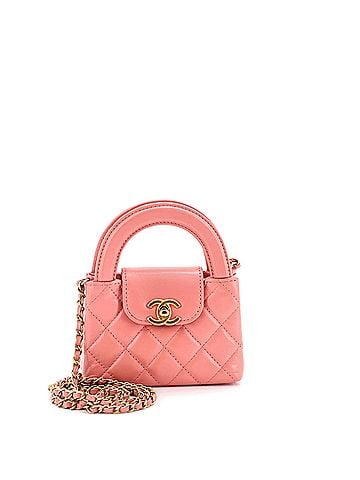 Chanel Kelly Top Handle Shopping Bag Quilted Shiny Aged Calfskin Nano (view 1)