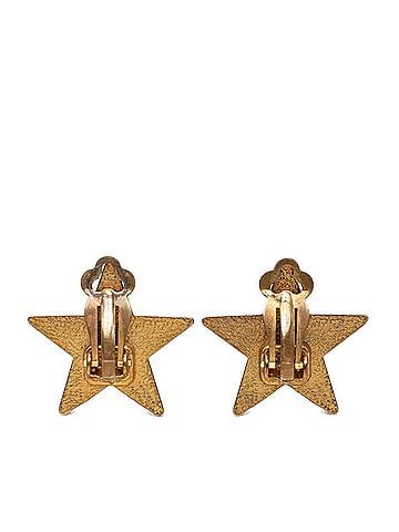Chanel Chanel Coco Mark Star Motif Earrings, 01P Engraving, Black Gold Plated, Women's CHANEL (view 2)