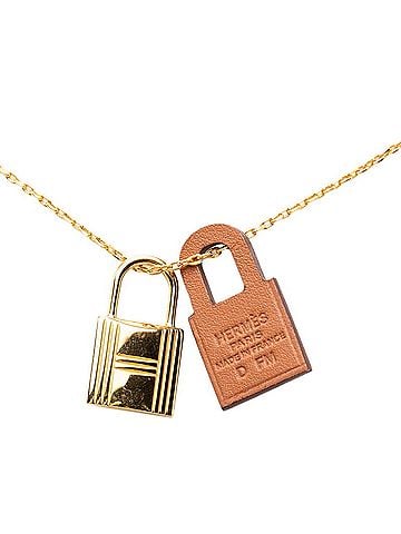 Hermès Hermes O'Kelly PM Chain Pendant Necklace, D Stamp, 2019, Brown Gold Leather Plated, Women's. (view 1)