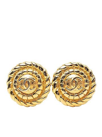 Chanel Chanel Coco Mark Round Earrings, Gold Plated, Women's CHANEL (view 1)