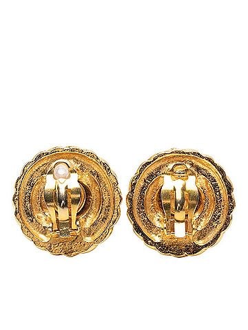 Chanel Chanel Coco Mark Round Earrings, Gold Plated, Women's CHANEL (view 2)