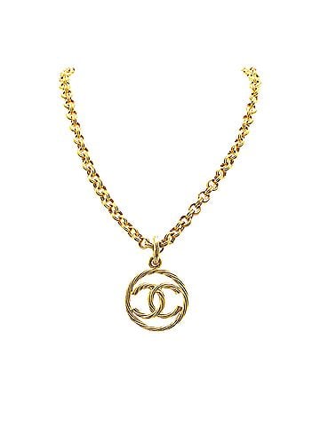 Chanel Gold Plated CC Tornado Pendant Necklace (view 1)