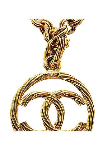Chanel Gold Plated CC Tornado Pendant Necklace (view 2)