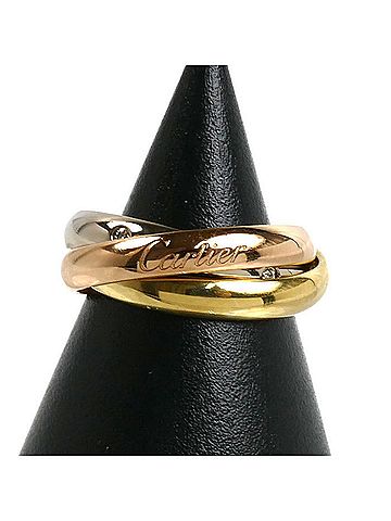 Cartier CARTIER Cartier 18K Yellow Gold Pink White Trinity 5-Diamond Ring B4236453 Diamond 53 9.7g Women's (view 1)