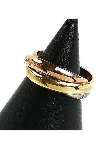 Cartier CARTIER Cartier 18K Yellow Gold Pink White Trinity 5-Diamond Ring B4236453 Diamond 53 9.7g Women's (view 2)