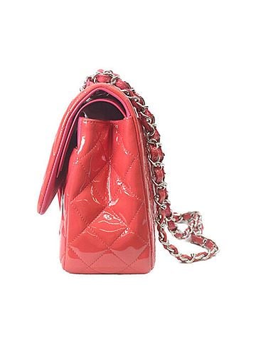 Chanel CHANEL A58600 Patent Leather Red x Pink Bicolor Silver Hardware Double Flap Large Matelassé 30 Shoulder Bag Women's (view 2)