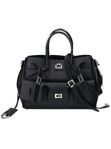 Balenciaga BALENCIAGA 812545 Black x Silver Natural Smooth Calf BEL AIR CARRY ALL S Bel Air Carryall Bag Small Shoulder - Women's (view 1)