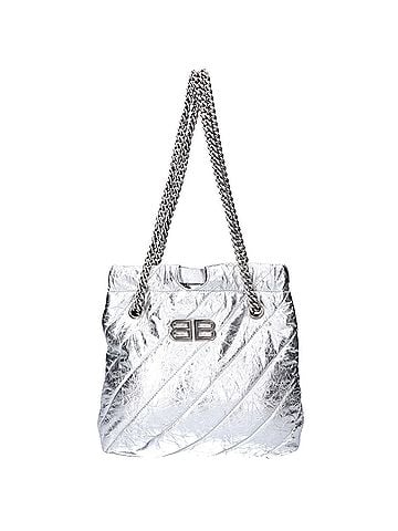 Balenciaga BALENCIAGA 742942 Metallic Calf Silver Crush XS Tote Bag - Women's (view 1)
