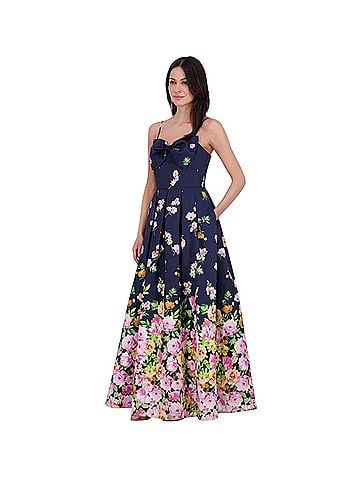 Eliza J Printed Bow Sleeveless  Cocktail Dress (view 1)