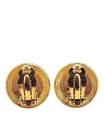 Chanel Gold Plated CC Round Clip on Earrings (view 2)