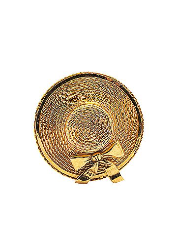 Chanel Gold Plated Straw Hat Brooch (view 1)