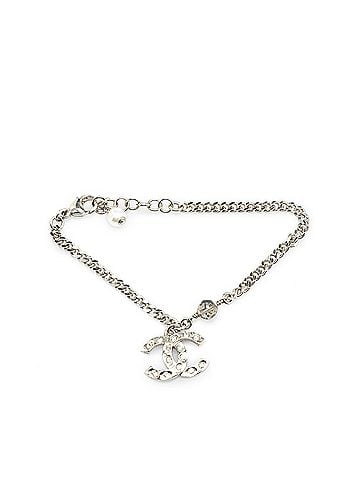 Chanel Silver CC Rhinestones Charms Bracelet (view 1)