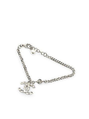 Chanel Silver CC Rhinestones Charms Bracelet (view 2)