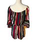 Express 100% Rayon Stripes Red Yellow White Romper Size L - photo 2