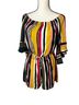 Express 100% Rayon Stripes Red Yellow White Romper Size L - photo 1
