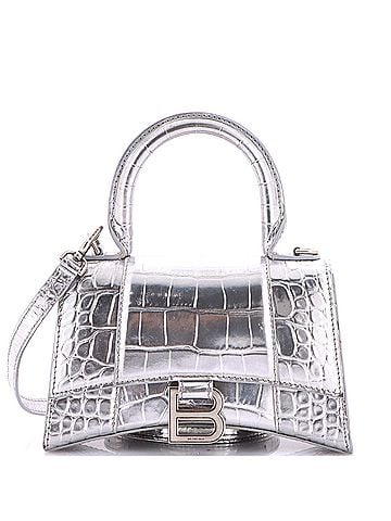 Balenciaga Hourglass Top Handle Bag Crocodile Embossed Leather XS (view 1)