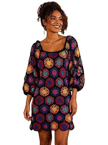 FARM Rio Scalloped Crocheted Cotton Mini Dress Casual Dress (view 1)