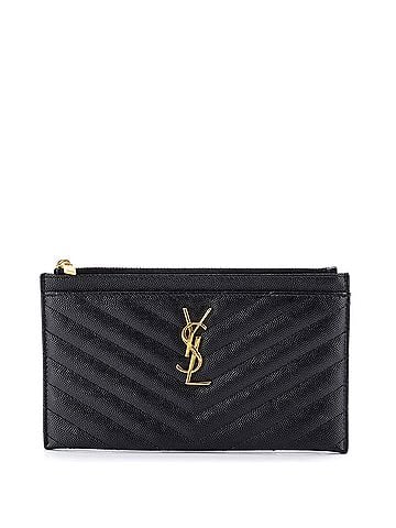 Saint Laurent Classic Monogram Zip Bill Pouch Matelasse Chevron Leather Medium (view 1)